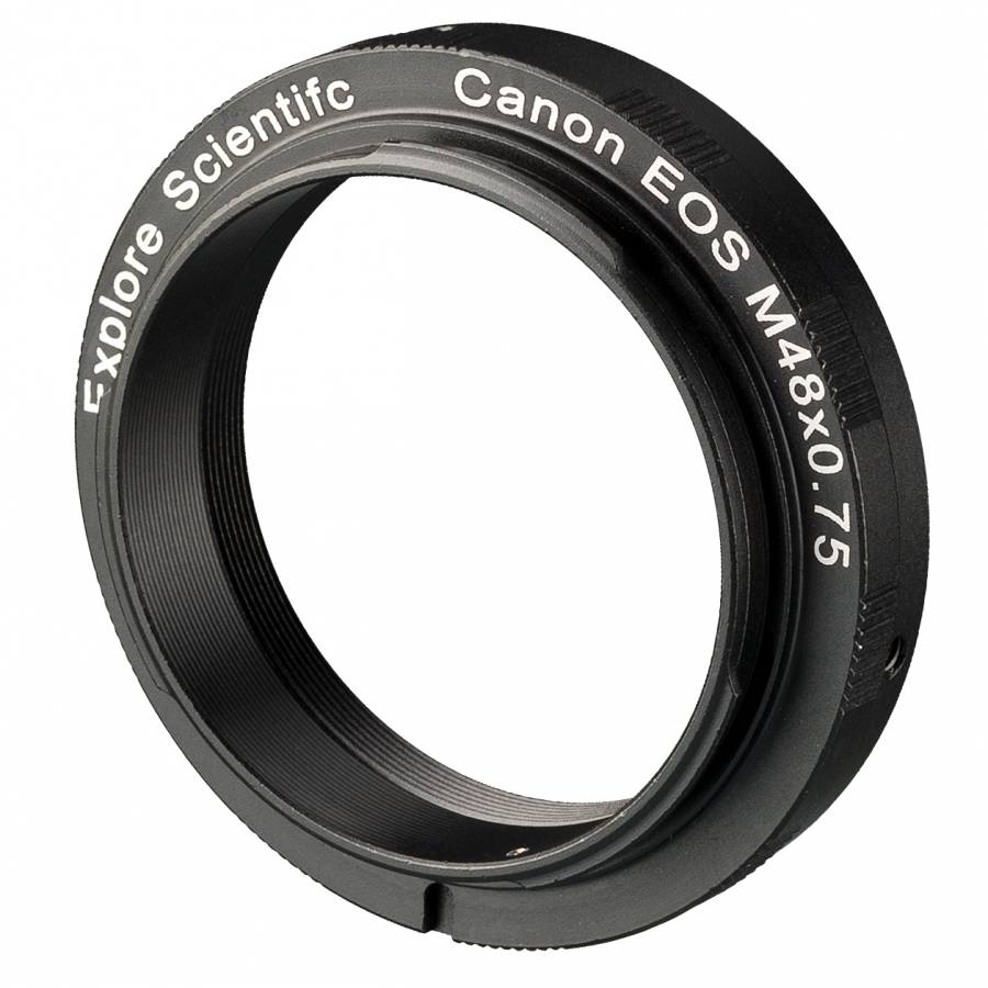 Reverse view of the Canon EOS camera ring showing the wide M48 x 0.75 female thread and open 47.5mm aperture