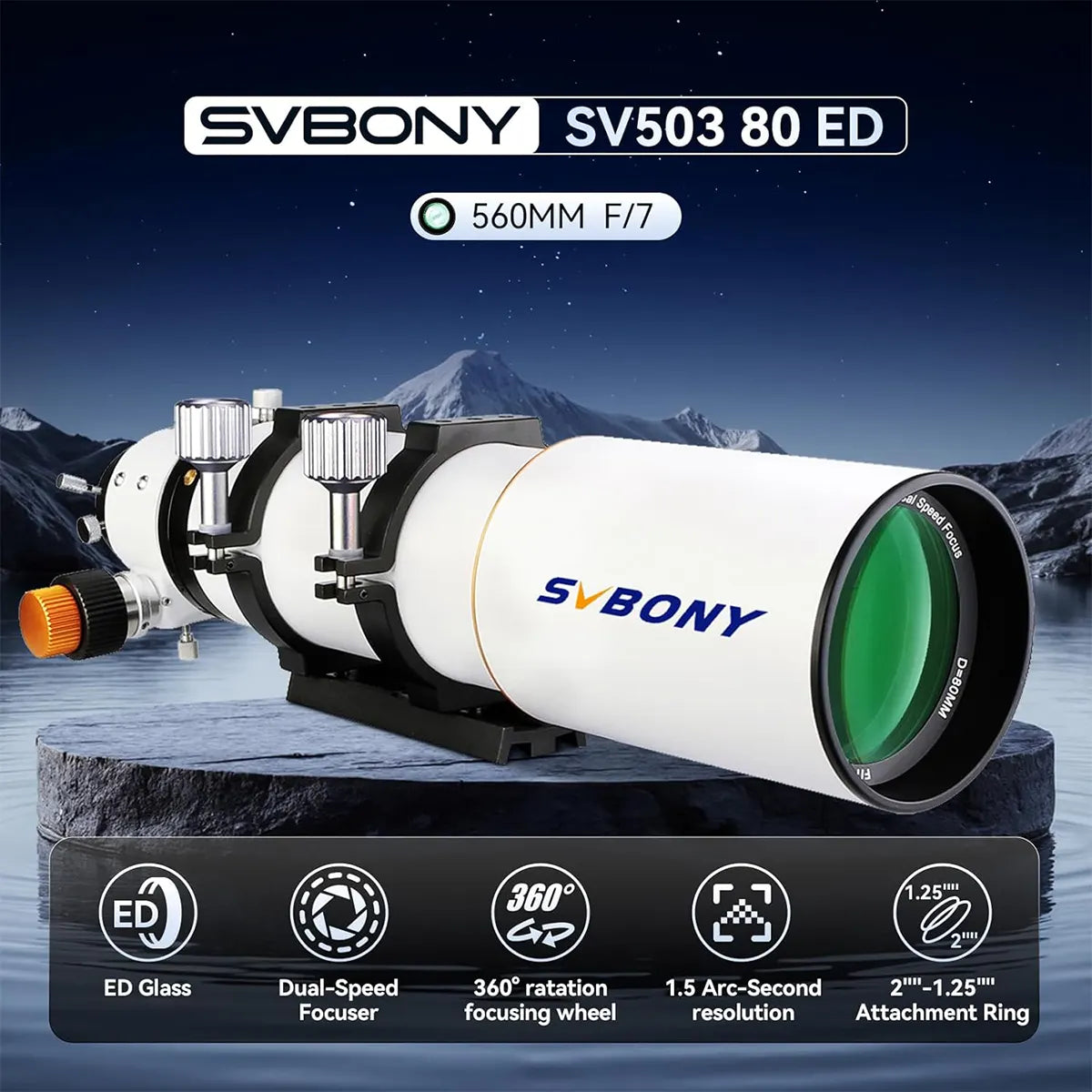 SVBONY SV503 80ED f/7 ED doublet refractor OTA for observing and astrophotography