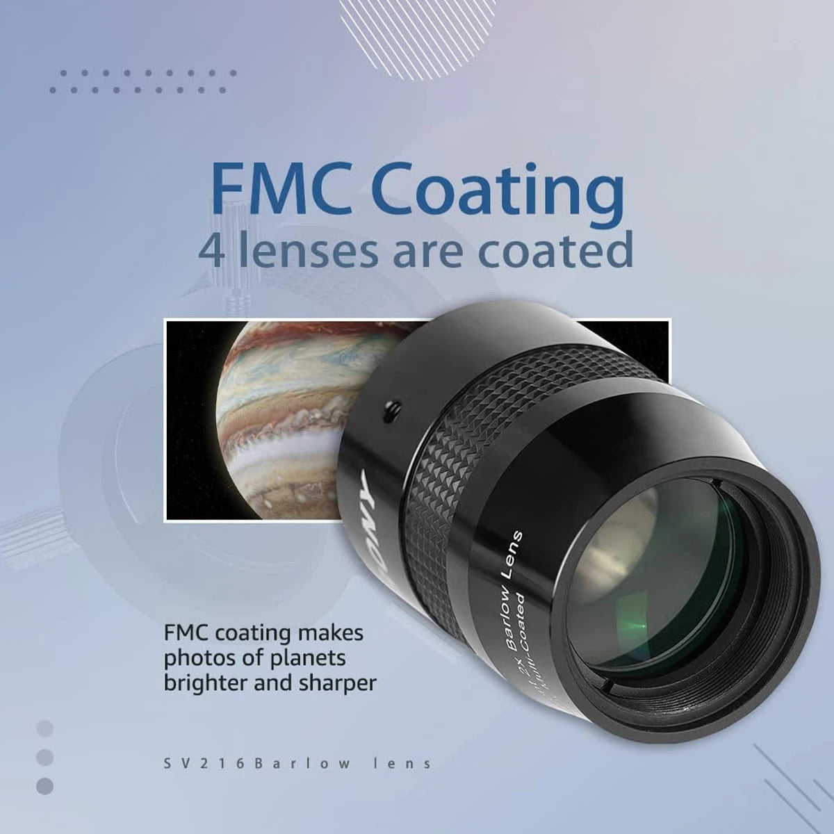 SVBONY SV216 2x Barlow lens multi-coated 4-element design for planetary viewing