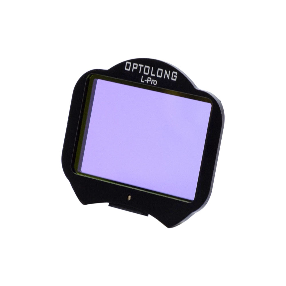 Optolong L-Pro Nikon Z clip-in filter shown from an angle detailing the full-frame clip mount