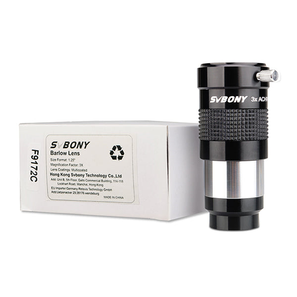 SVBONY SV136 1.25 inch 3x Barlow lens with end caps
