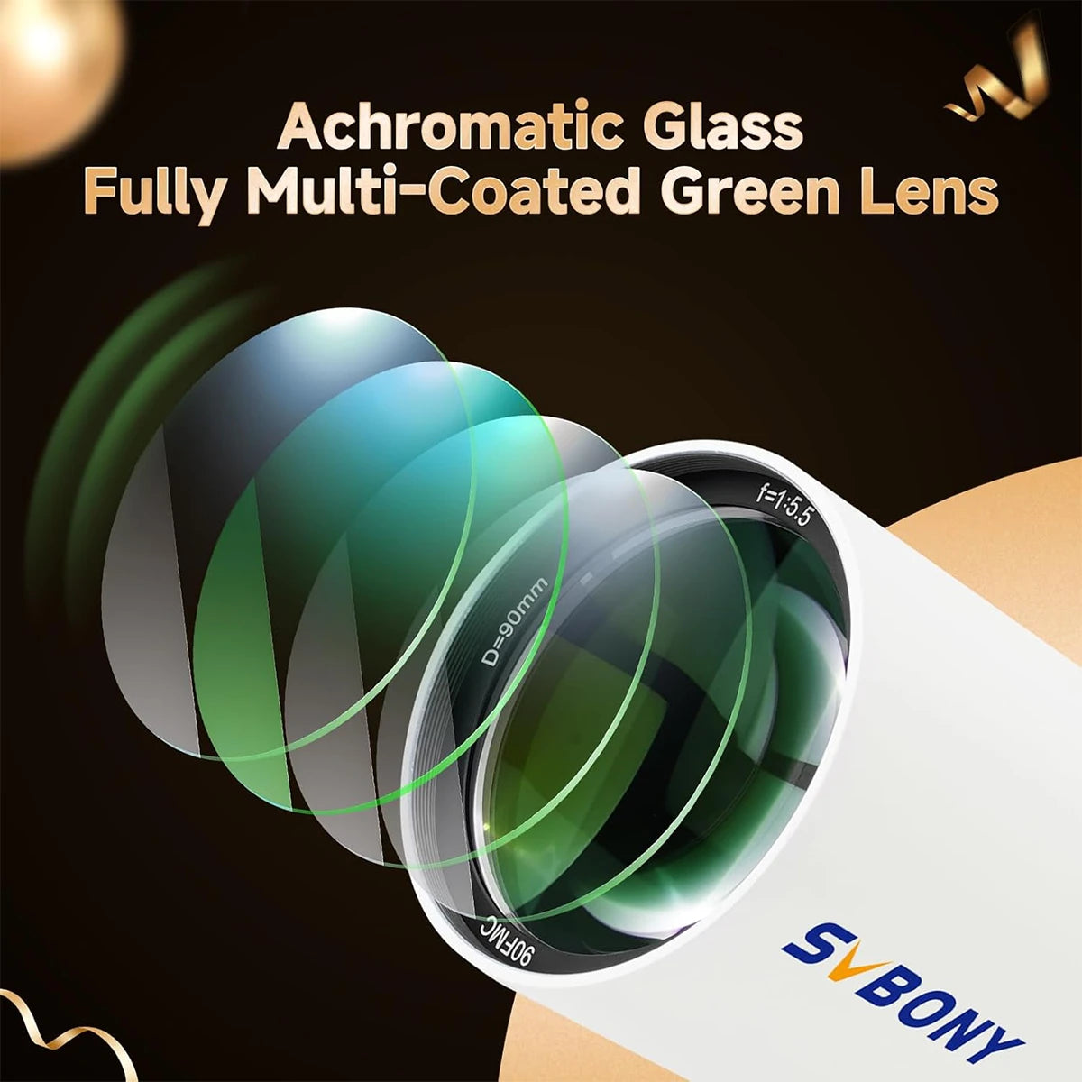SVBONY SV48P 90mm achromatic refractor OTA dual-speed focuser
