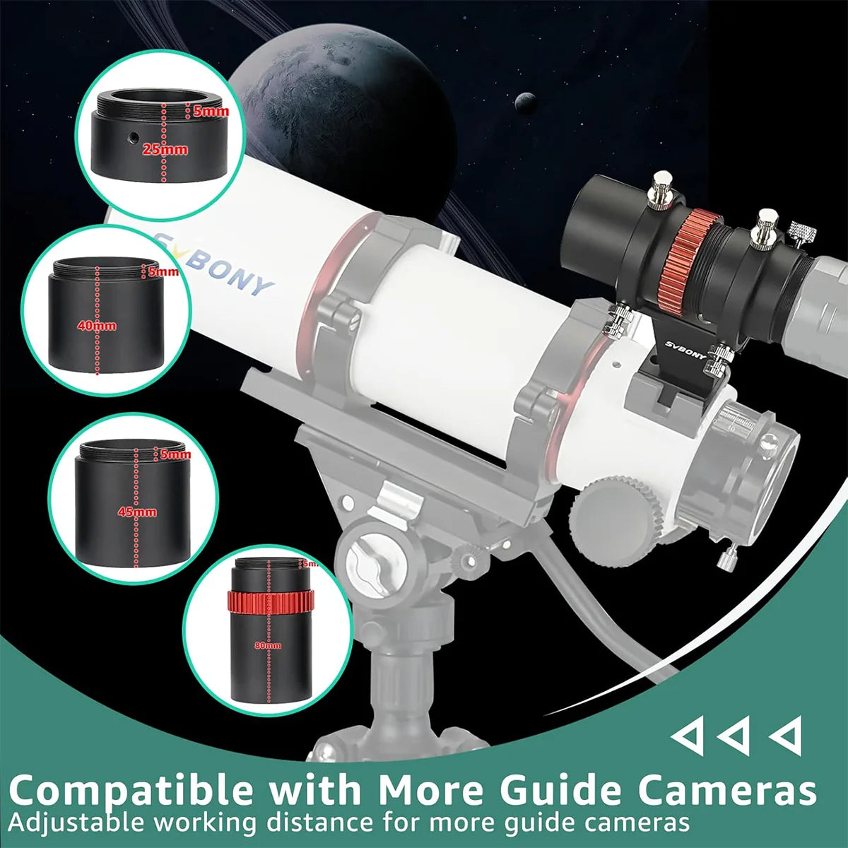 SVBONY SV165 40mm f/4 mini guide scope for autoguiding deep-sky astrophotography