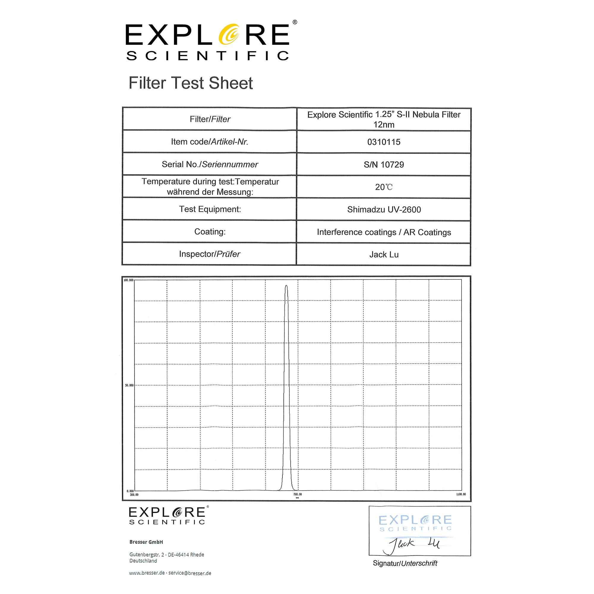 Further product view of the Explore Scientific 1.25-inch S-II 12nm narrowband nebula filter