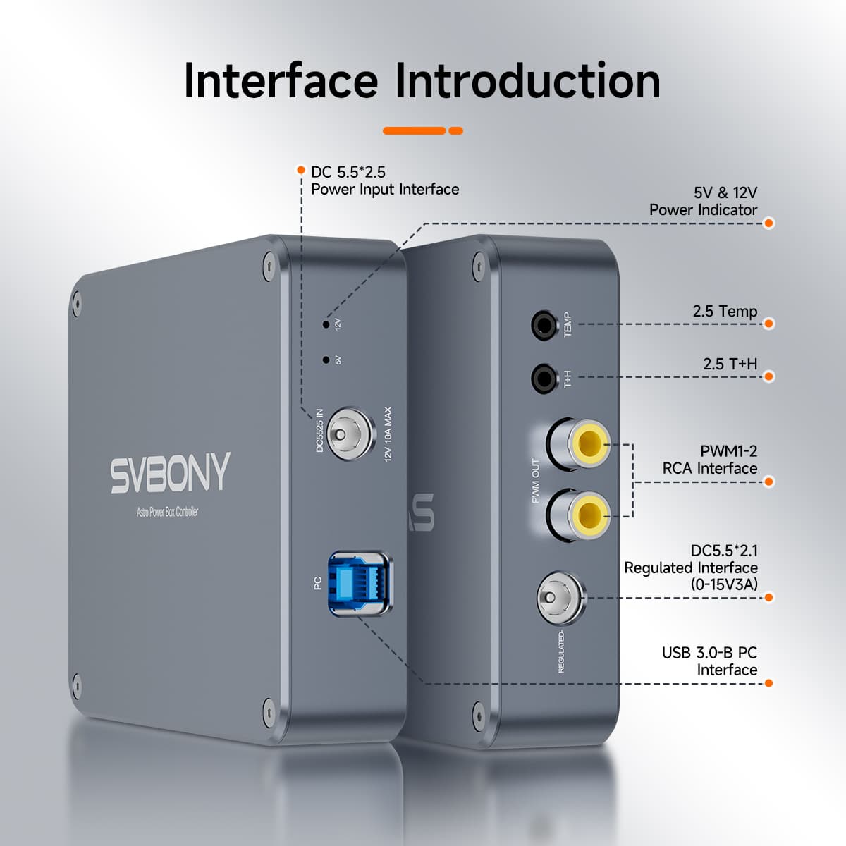 SVBONY SV241 Pro astro power controller with USB hub and dew heater ports for telescope imaging rigs