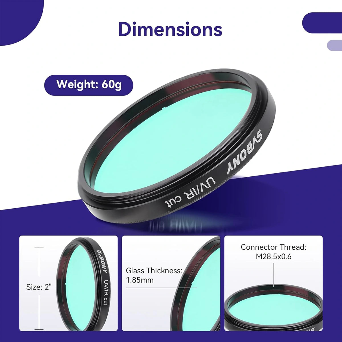 SVBONY 2″ UV/IR cut filter for colour astrophotography and sensor protection
