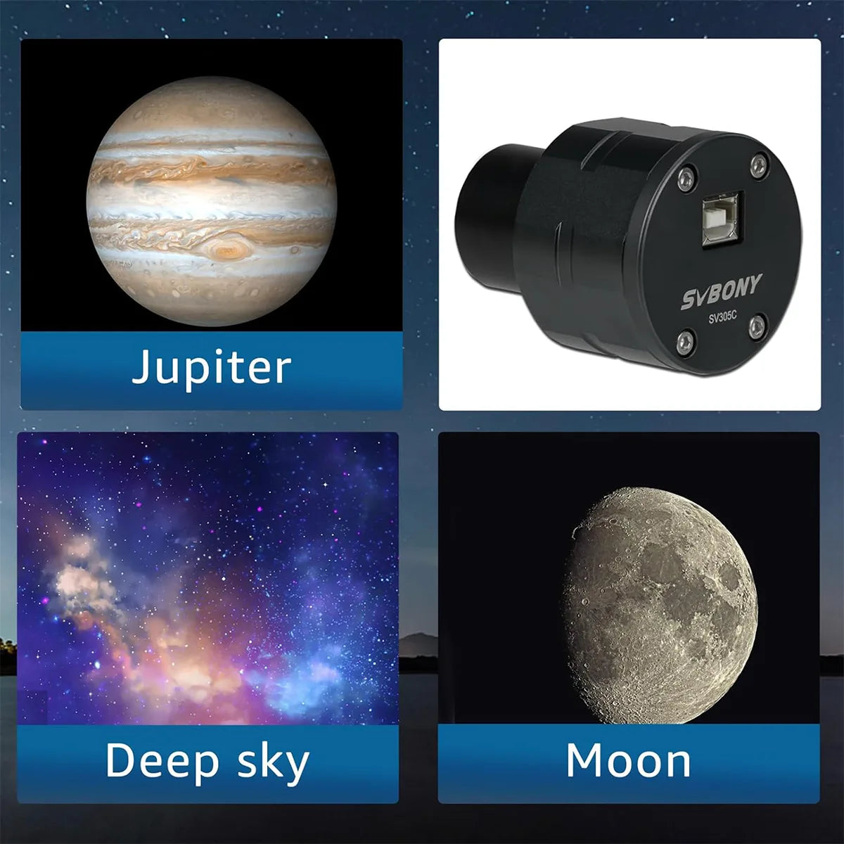 SVBONY SV305C colour planetary astronomy camera with Sony IMX662 sensor for lunar and planetary imaging