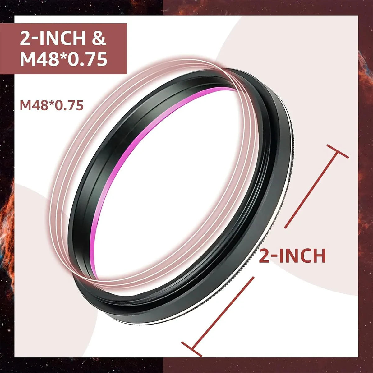 SVBONY SV220 2″ 7nm H-alpha and OIII dual-band filter for emission nebula astrophotography
