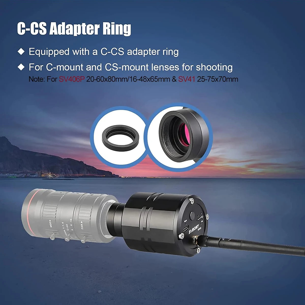 SVBONY SC001 WiFi camera for 1.25 inch spotting scopes and telescopes for digiscoping and lunar imaging