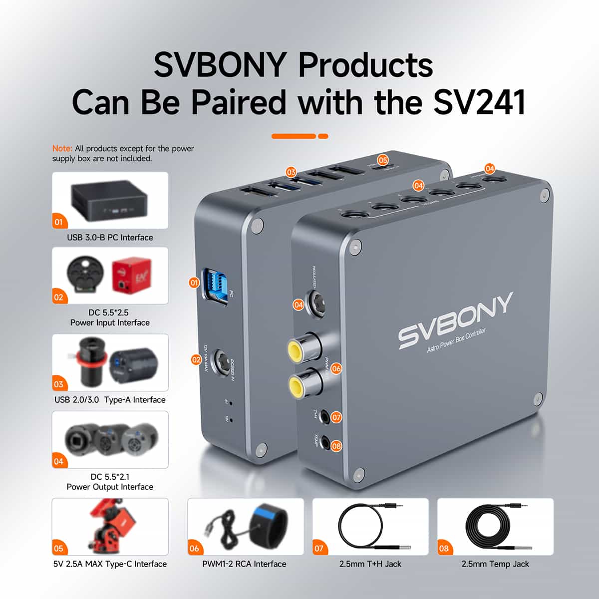 SVBONY SV241 Pro astro power controller with USB hub and dew heater ports for telescope imaging rigs