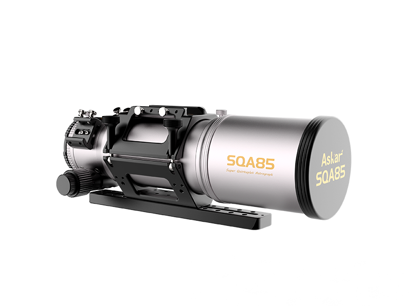 Askar SQA85 85mm f/4.8 quintuplet Petzval astrograph - main product view in silver and black finish