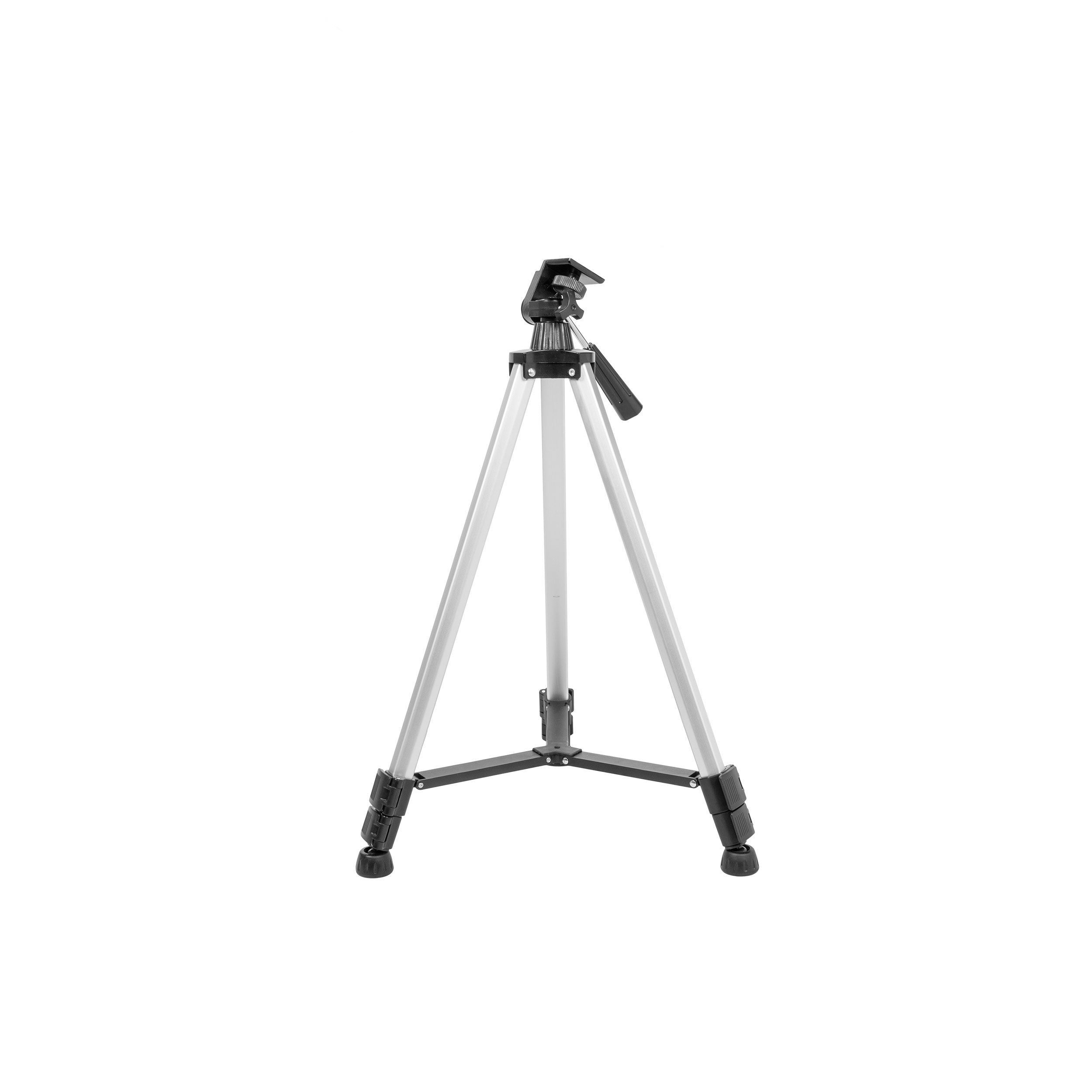 Close view of the tripod head showing the large single locking knob and the base of the panhandle arm.