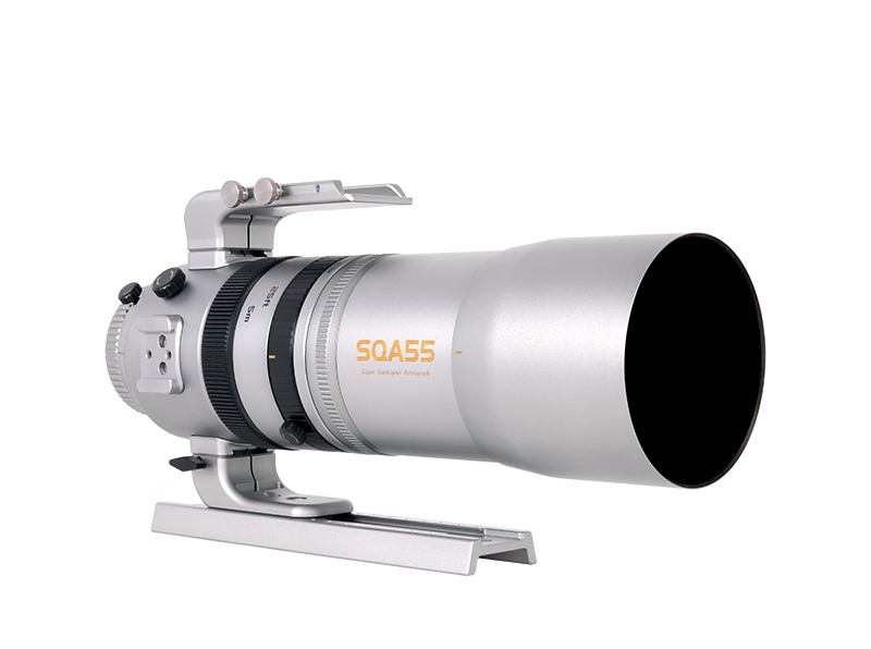 Askar SQA55 55mm f/4.8 quintuplet Petzval astrograph - main product view showing compact OTA with retractable dew shield and dovetail plate