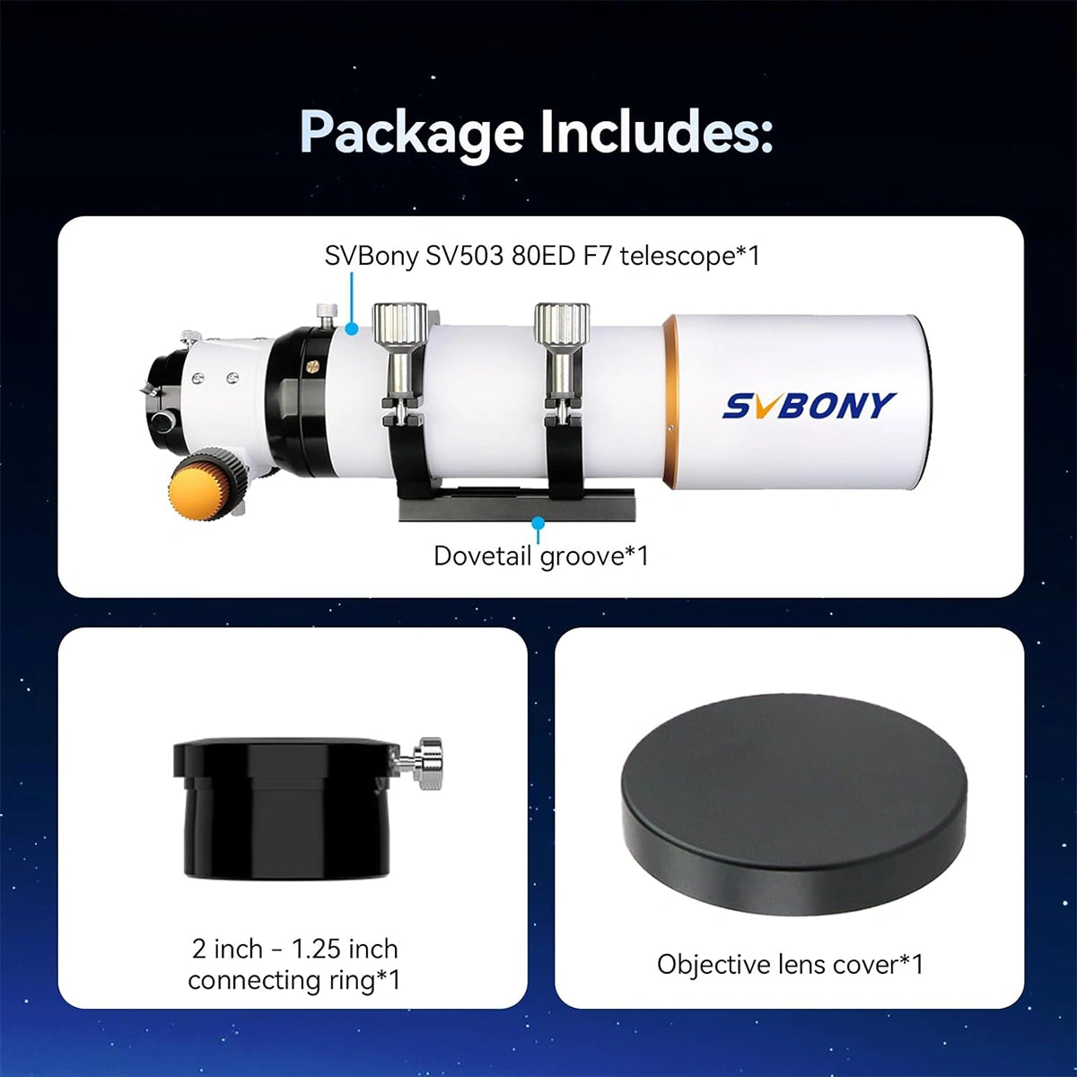 SVBONY SV503 80ED f/7 ED doublet refractor OTA for observing and astrophotography