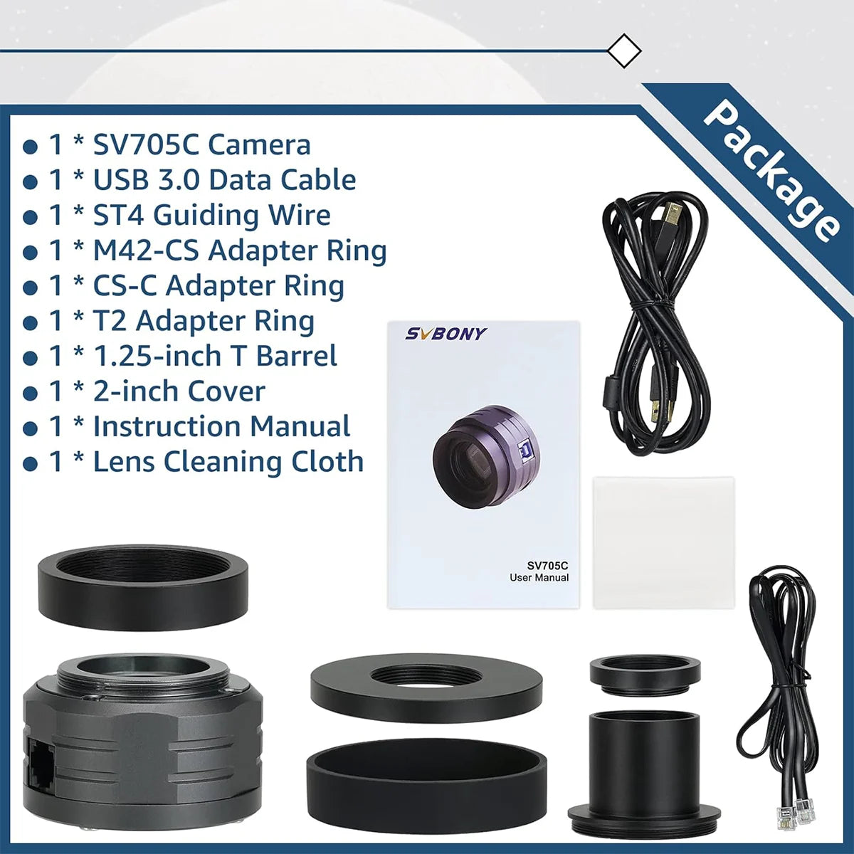 SVBONY SV705C colour planetary camera with Sony IMX585 sensor for planetary and lunar imaging