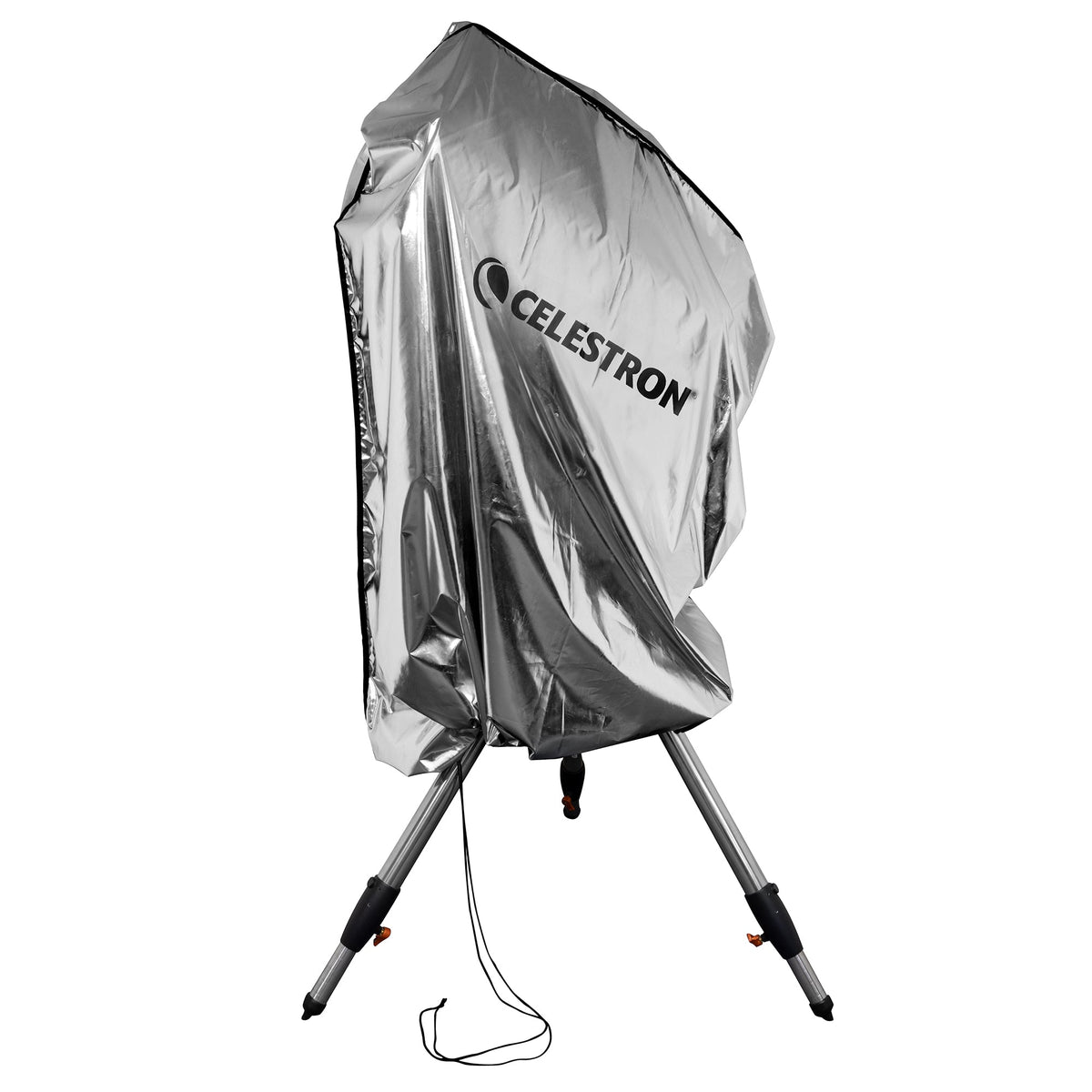 Celestron Weatherproof Telescope Cover 94039 silver aluminum-laminated cover for telescopes up to 11 inch, protecting a set-up rig from dew and dust