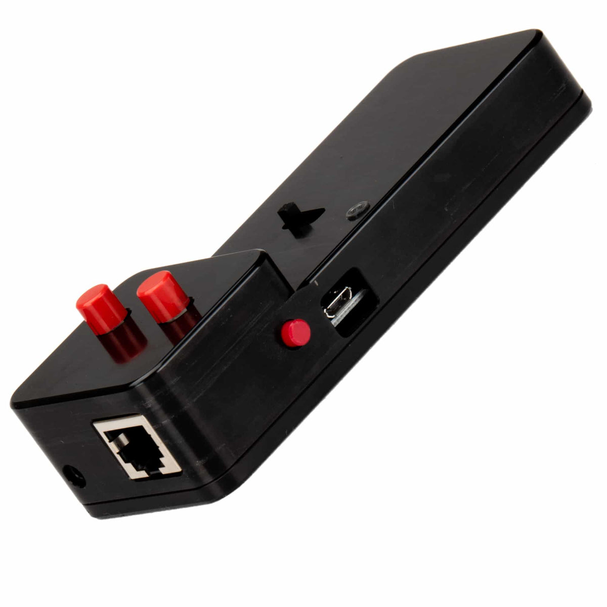 JMI MotoFocus Deluxe hand controller side view showing the motor connection port for ASCOM telescope focusing
