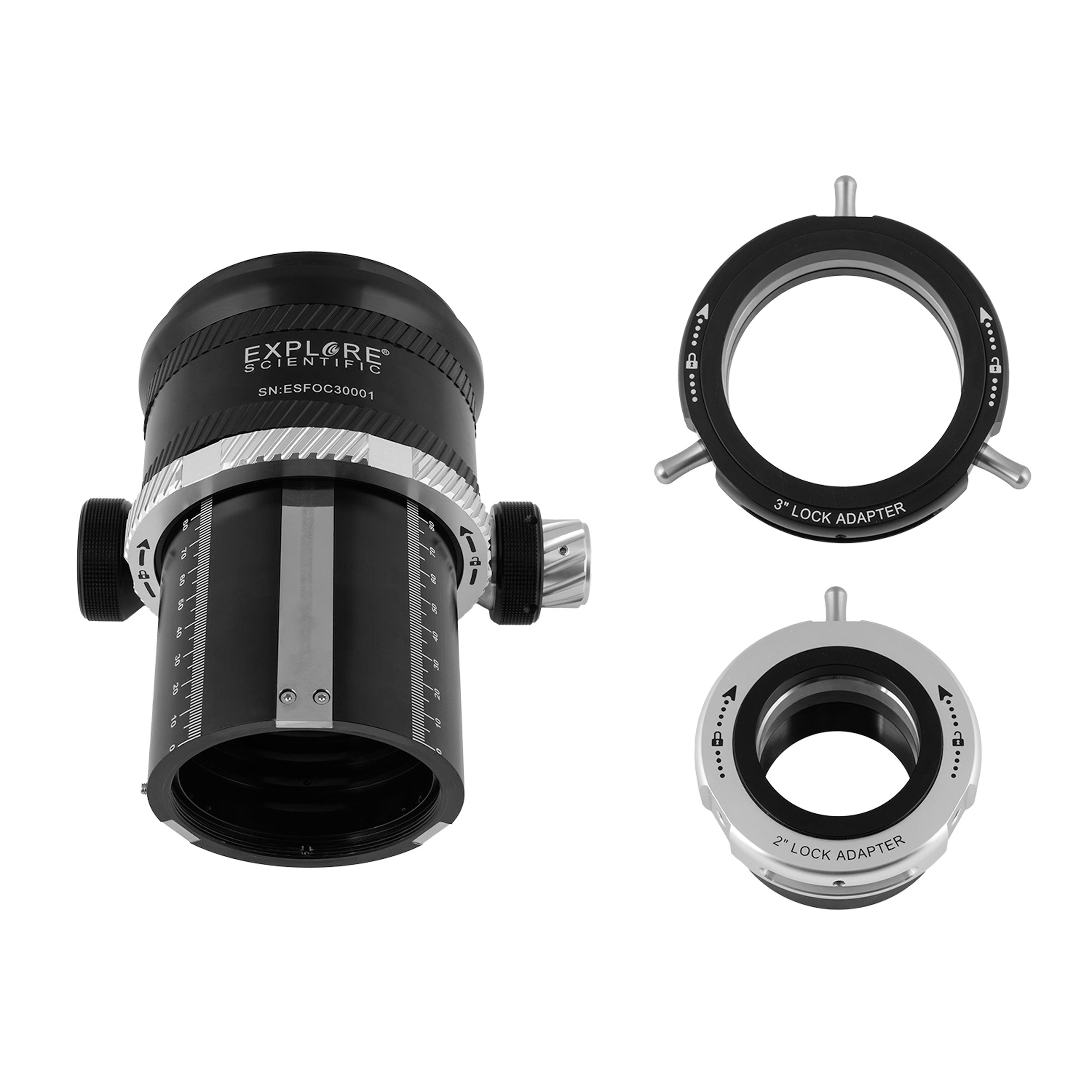 3-inch to 2-inch twist-lock adapter supplied with the ES-FOC3 focuser