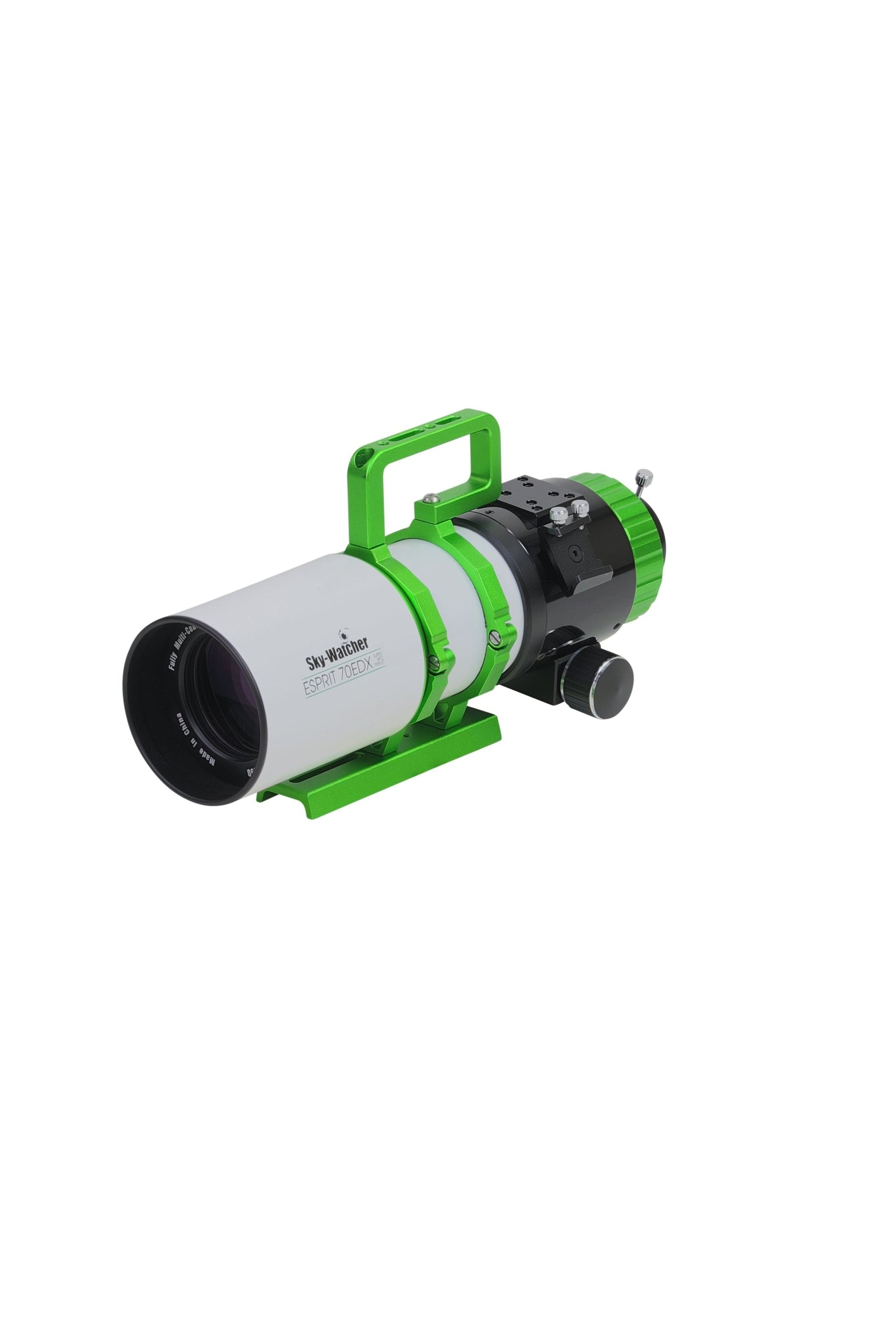 Sky-Watcher Esprit 70EDX super apochromatic triplet refractor optical tube, front three-quarter view, for wide-field deep-sky astrophotography