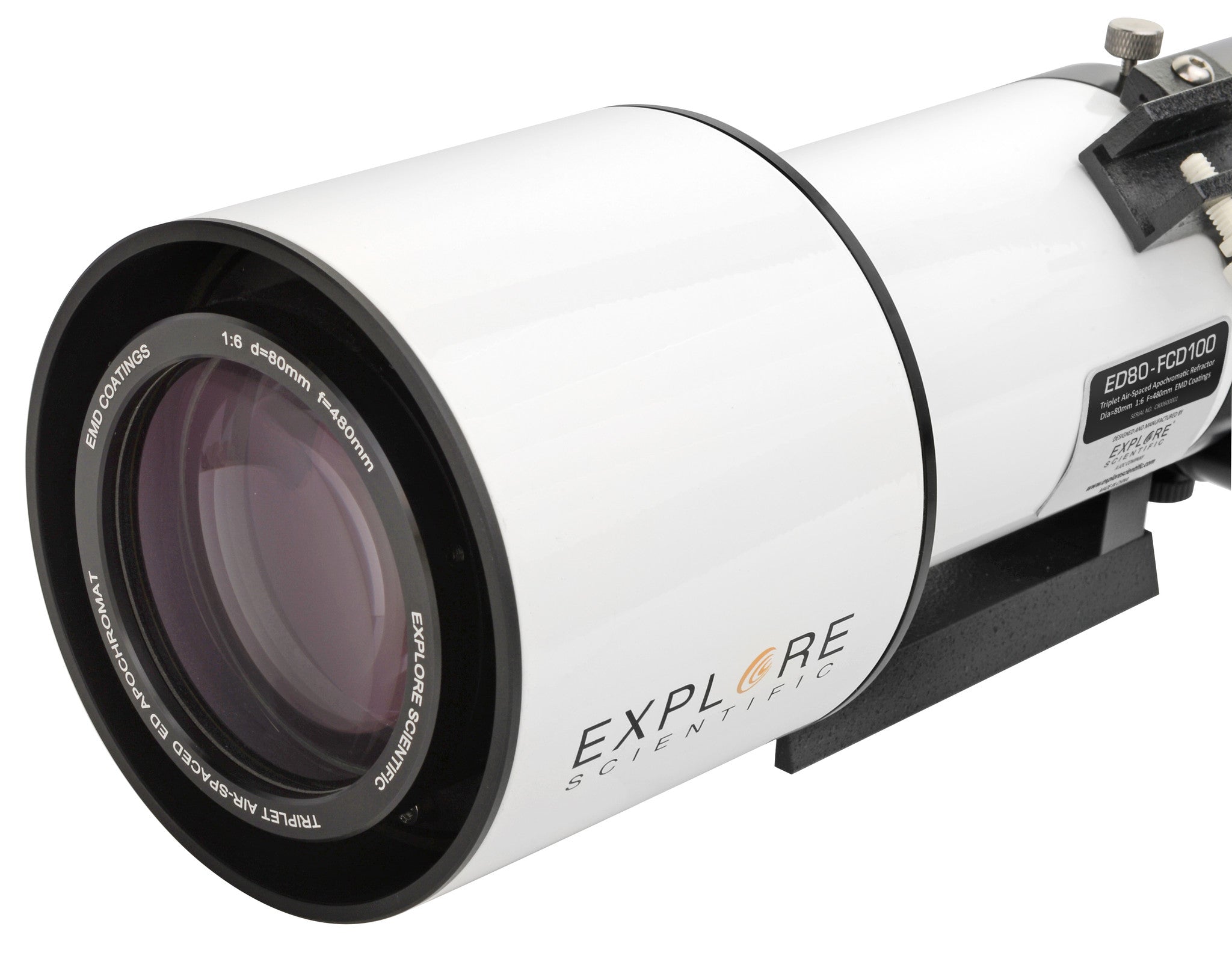 ED80-FCD100 refractor showing 2.5-inch hexagonal focuser