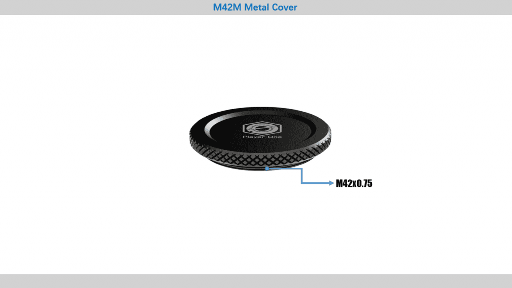 Player One M42 male metal camera cap, alternate view