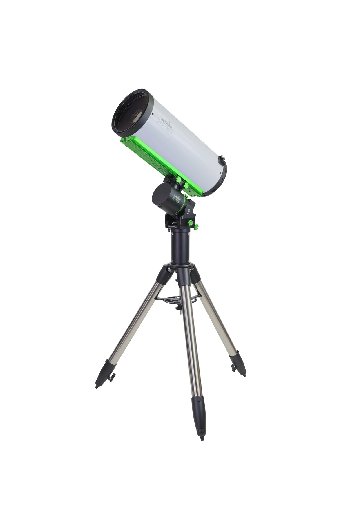 Sky-Watcher Skymax 200DX 200mm f/10 Maksutov-Cassegrain optical tube, full left front view, for planetary observing and imaging