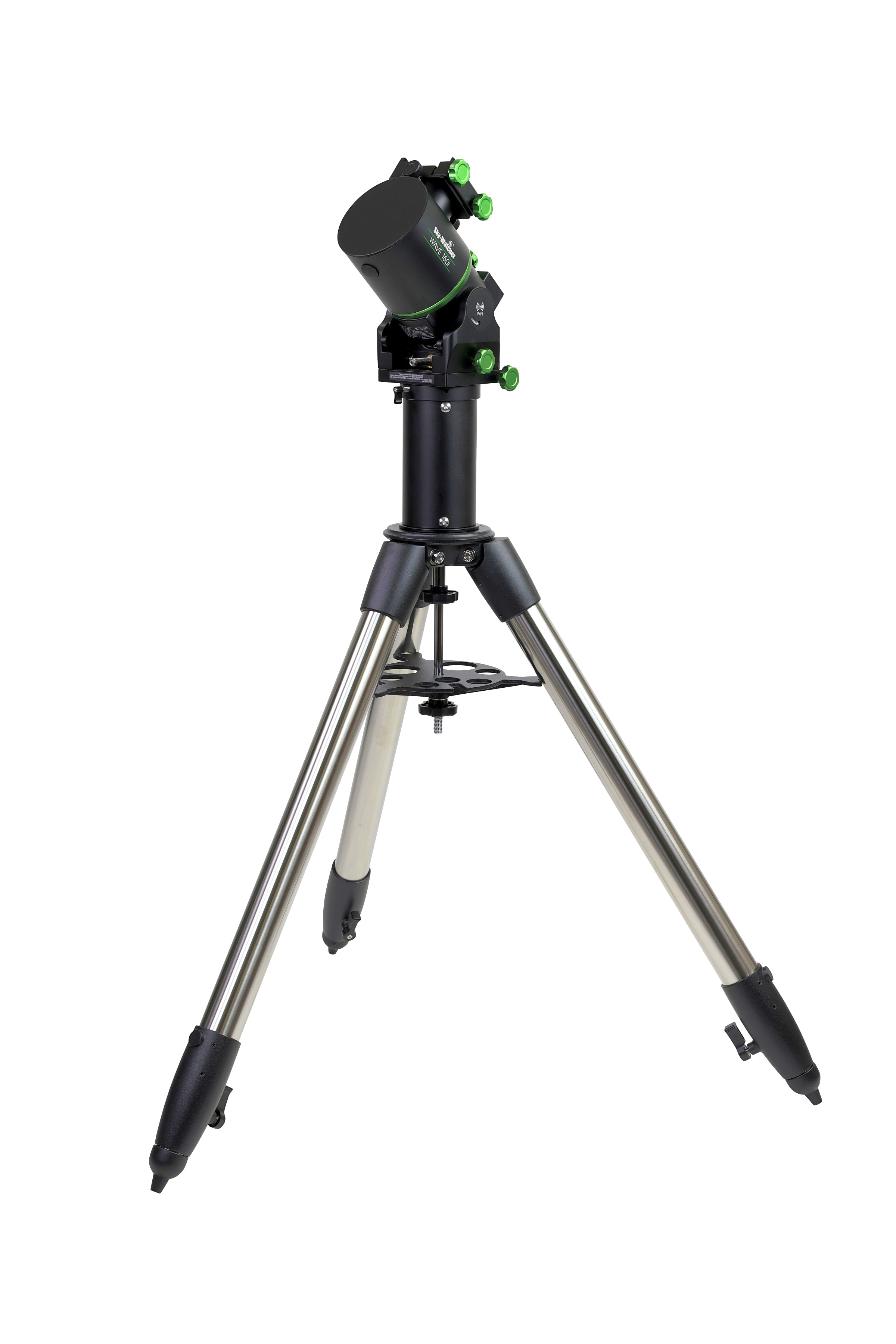 Sky-Watcher Wave 150i Pro mount kit with steel EQ6 tripod and extension tube, front view showing D/V hybrid saddle, for astrophotography