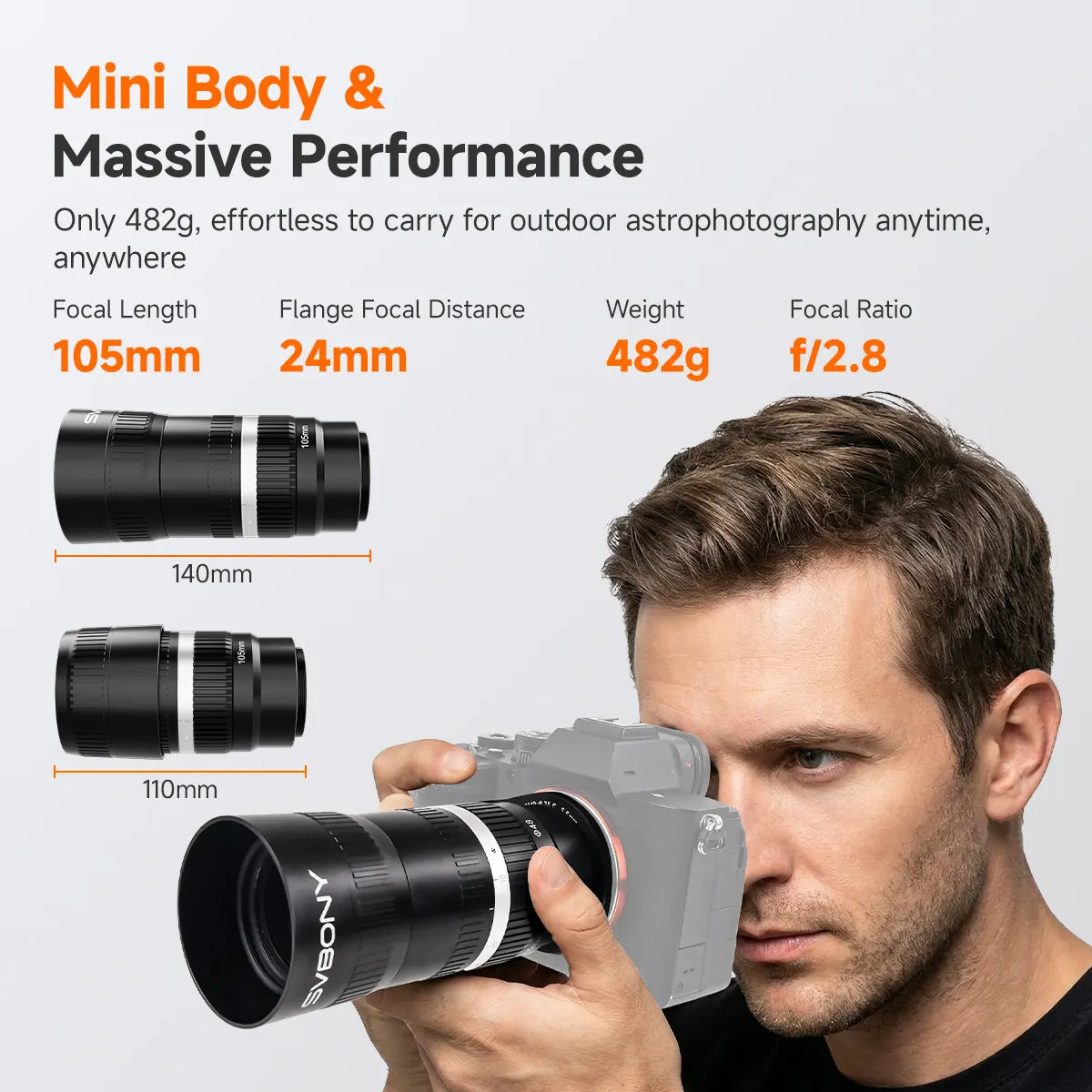 SVBONY SV535 105mm f/2.8 APO astrograph lens for wide-field astrophotography