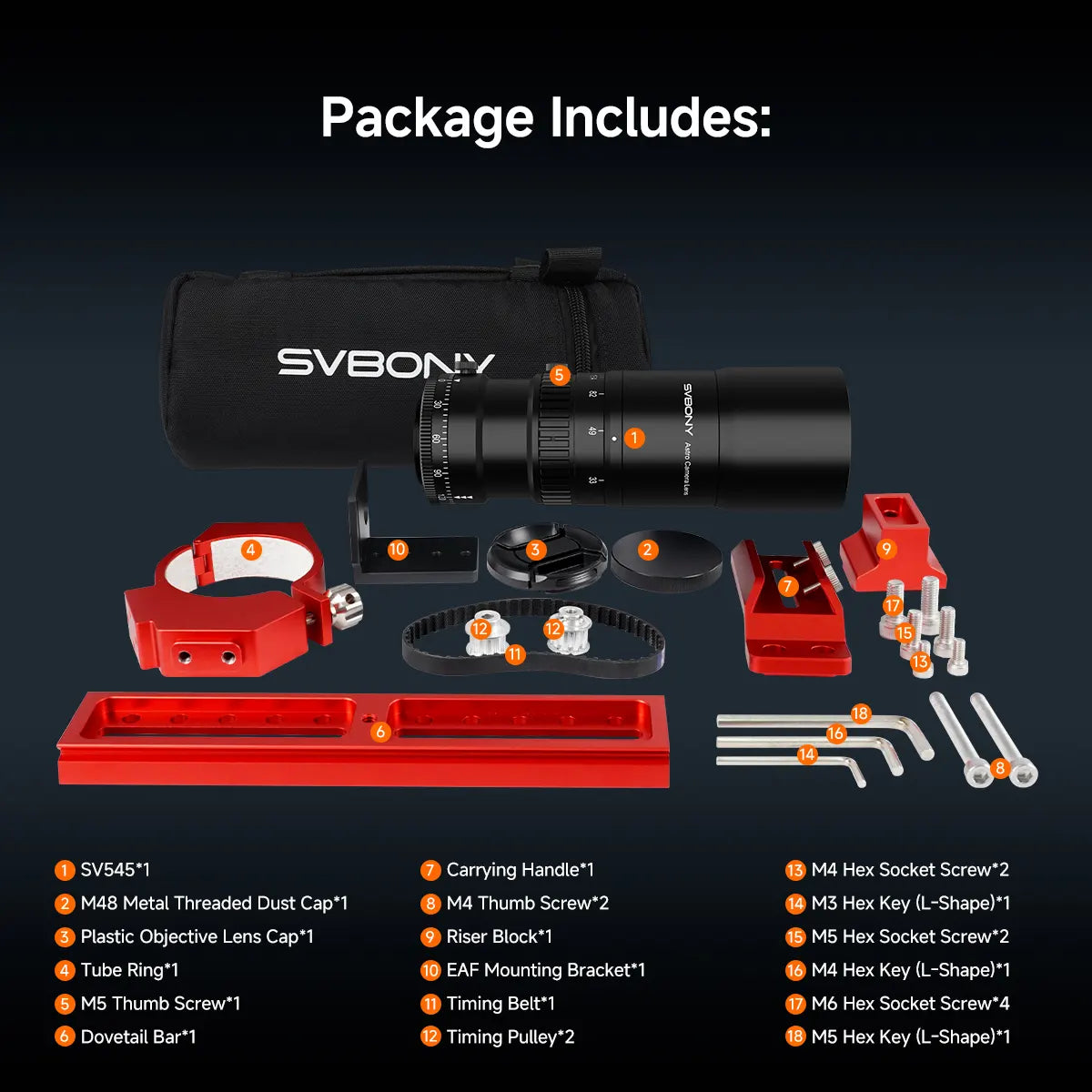 SVBONY SV545 45mm f/4.5 Petzval APO astrograph lens for wide-field deep-sky astrophotography