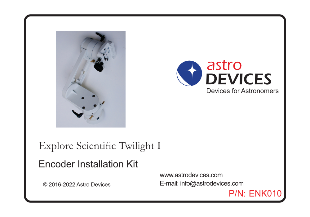 Astro Devices Explore Scientific Twilight I encoder kit box label
