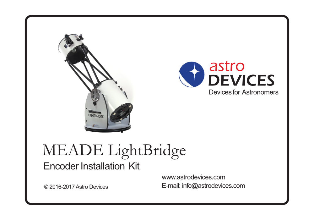 Astro Devices Meade Lightbridge Dobsonian encoder kit box label