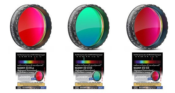 Set of 3 f/2 Highspeed-Filters (H-a/O-III/S-II) 2"