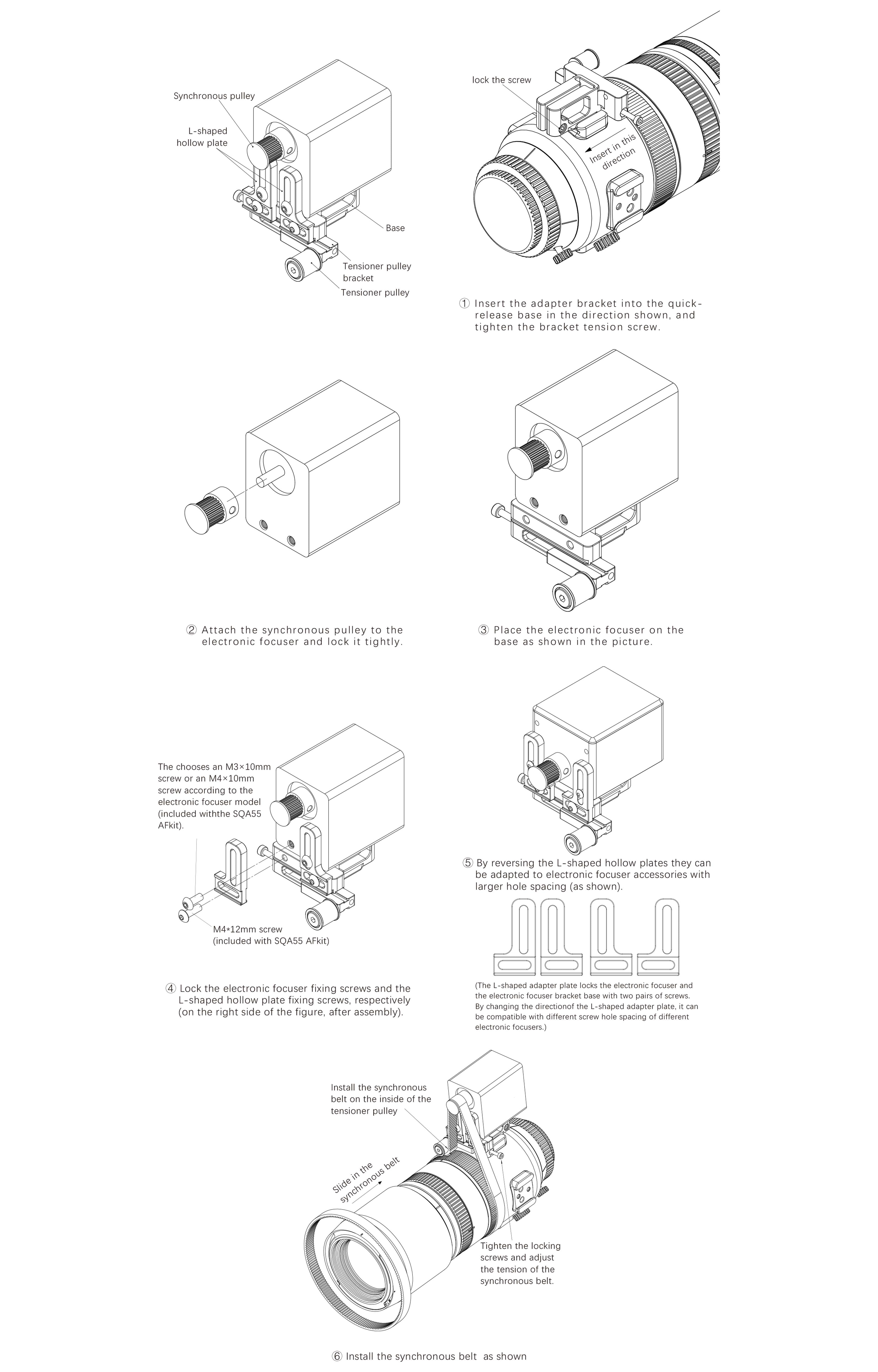 Askar SQA55 AF Kit installation diagram - how to mount kit on SQA55 focus ring with ZWO EAF Pro