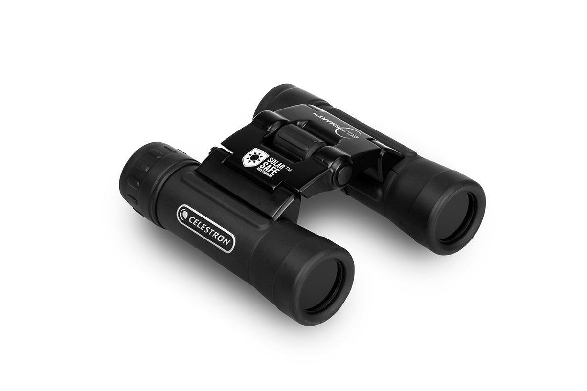 Celestron EclipSmart 10x25 binoculars angle view for eclipse viewing