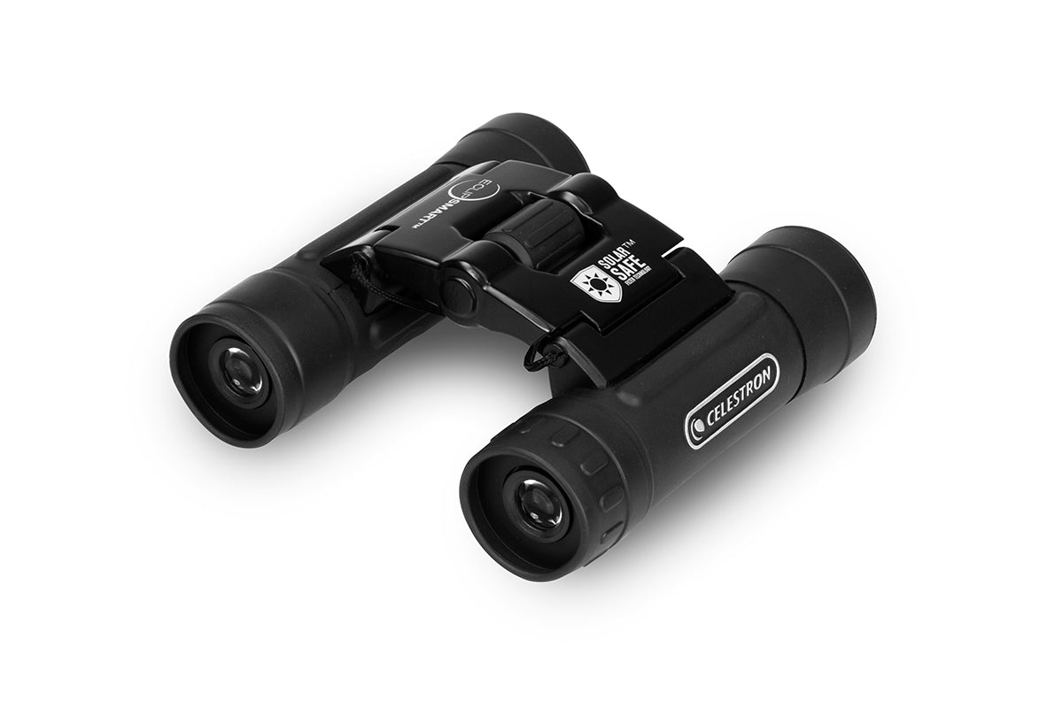 Celestron EclipSmart 10x25 binoculars detail view for eclipse viewing