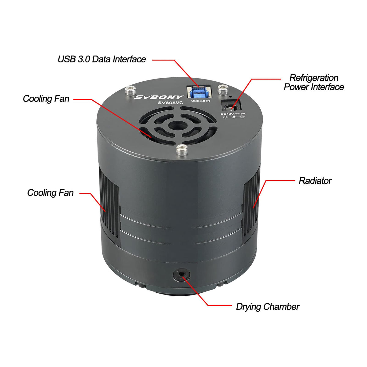 SVBONY SV605MC cooled monochrome astronomy camera with Sony IMX533 sensor for narrowband deep-sky imaging
