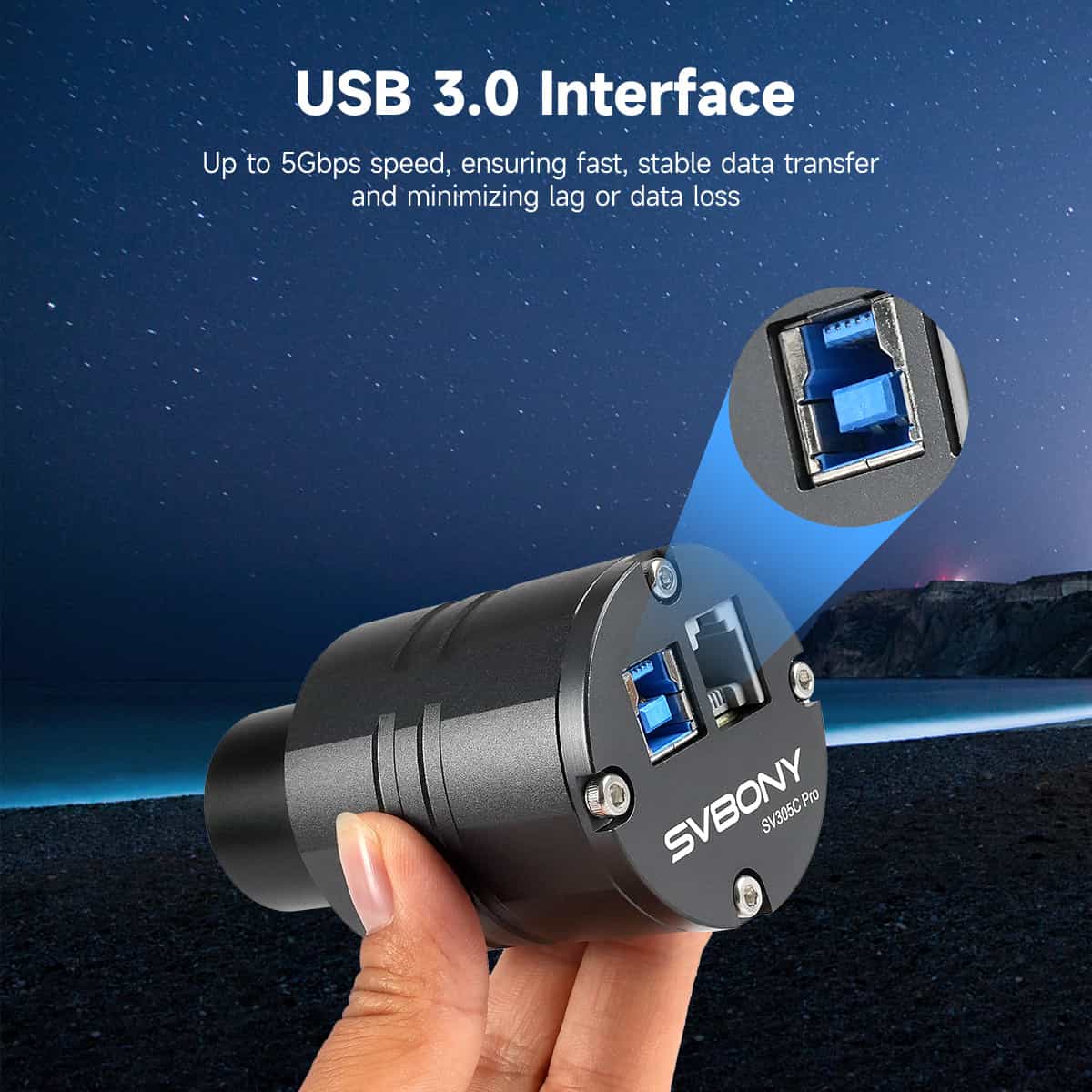 SVBONY SV305C Pro colour guide camera with Sony IMX662 sensor for autoguiding and planetary imaging