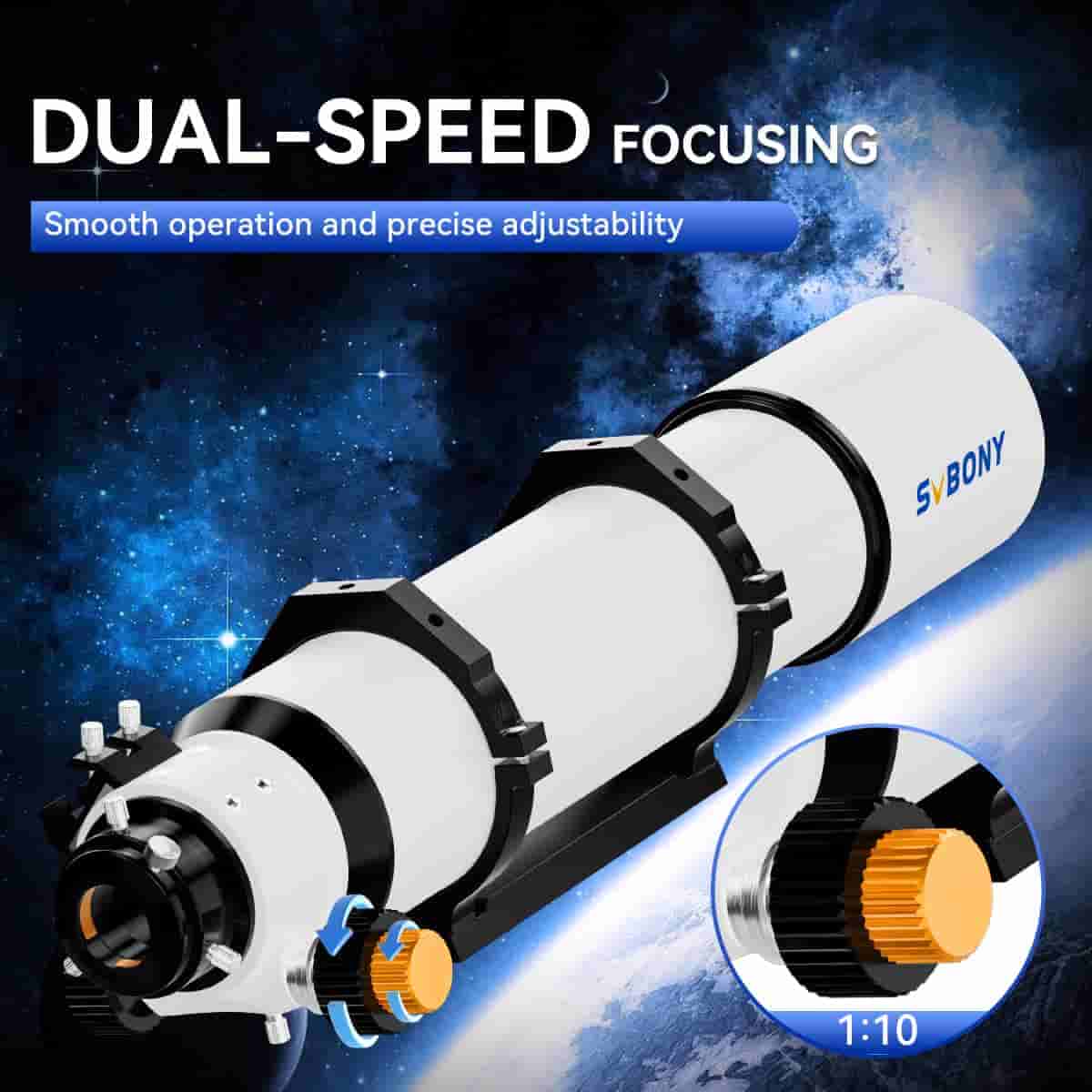 SVBONY SV48P 102mm achromatic refractor OTA for lunar and planetary viewing