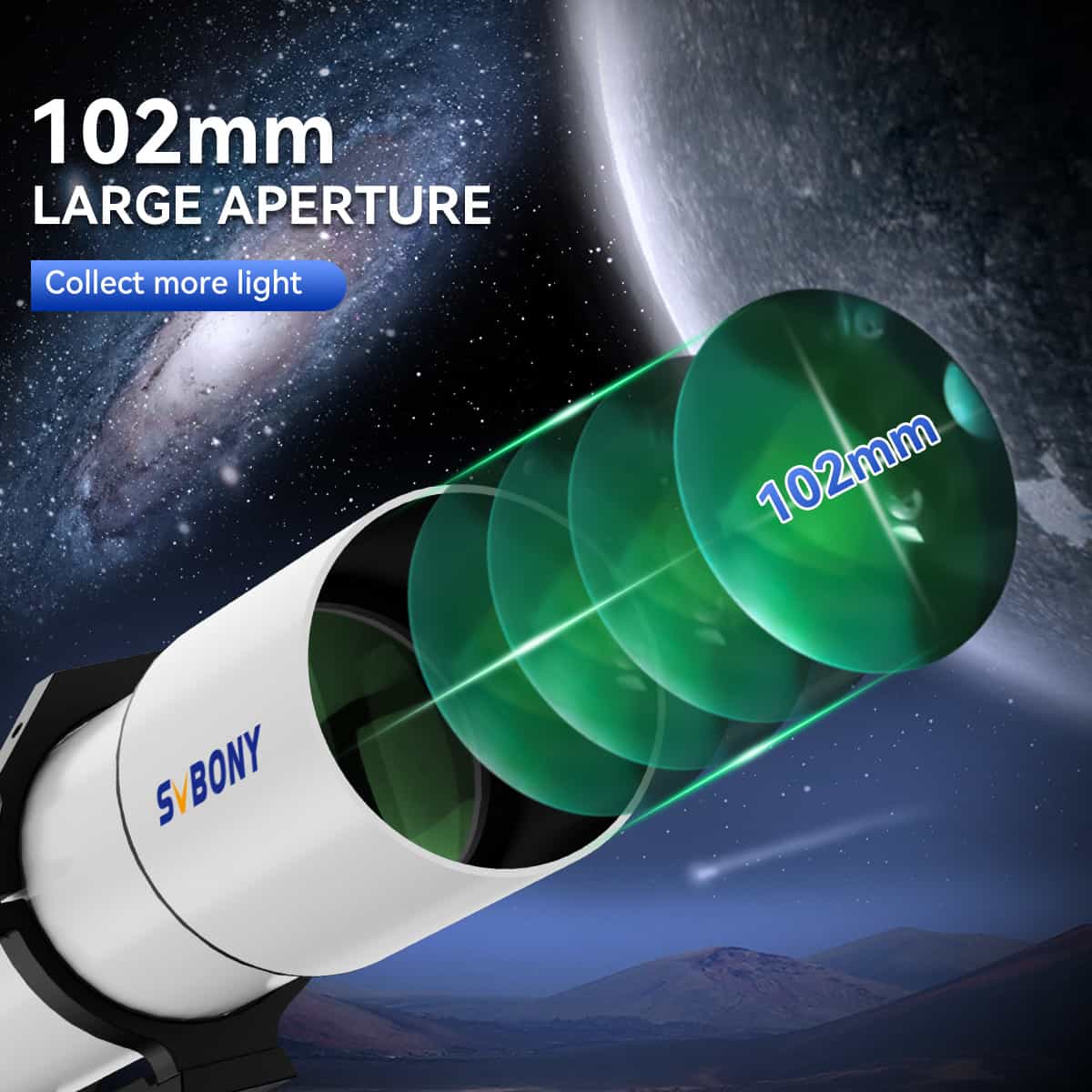 SVBONY SV48P 102mm achromatic refractor OTA dual-speed focuser