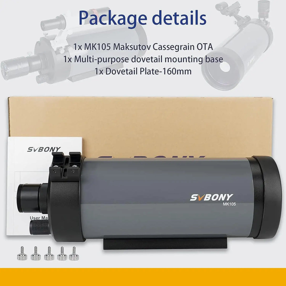SVBONY MK105 105mm Maksutov-Cassegrain telescope OTA for lunar and planetary observing