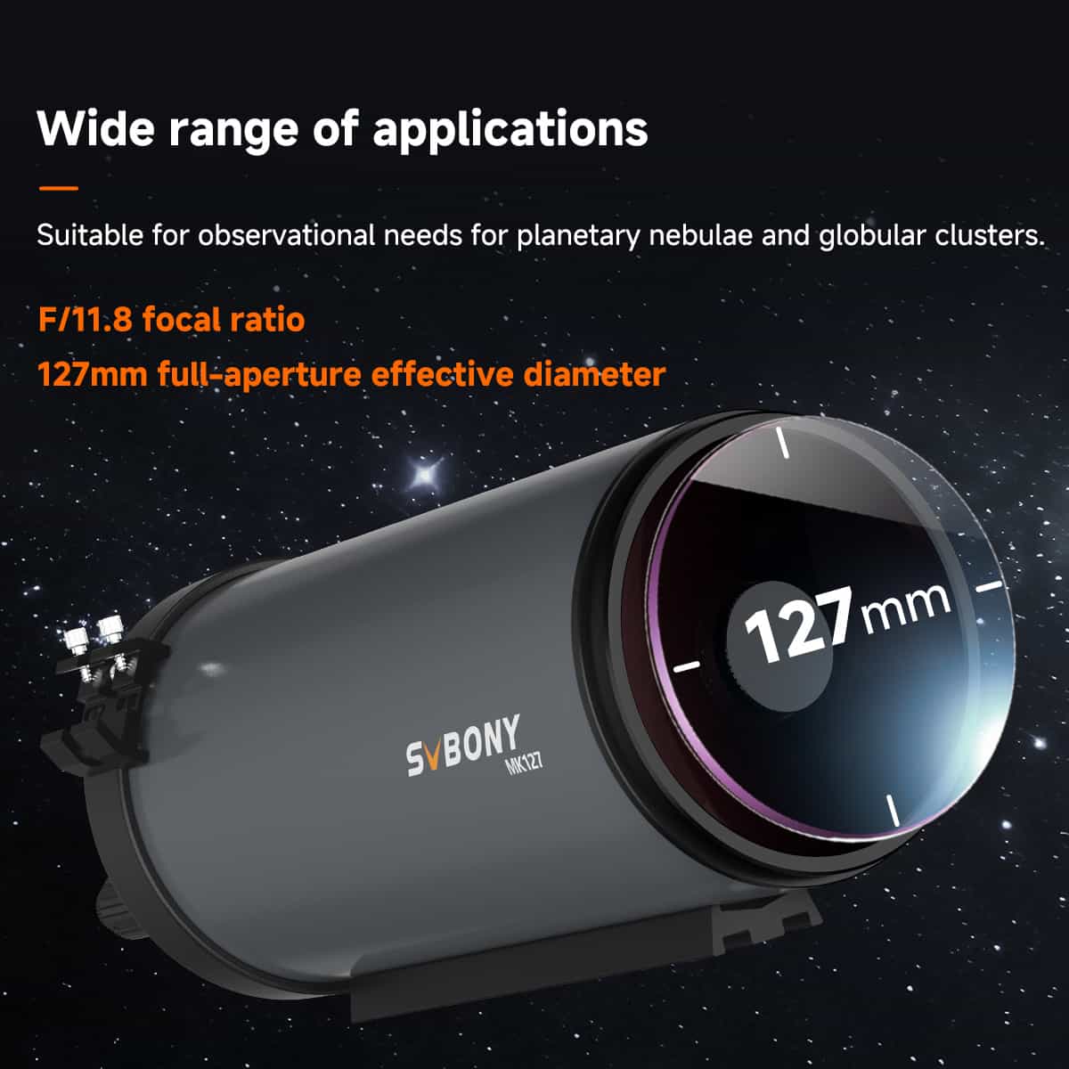 SVBONY MK127 127mm f/11.8 Maksutov-Cassegrain telescope OTA for lunar, planetary and small deep-sky observing and imaging