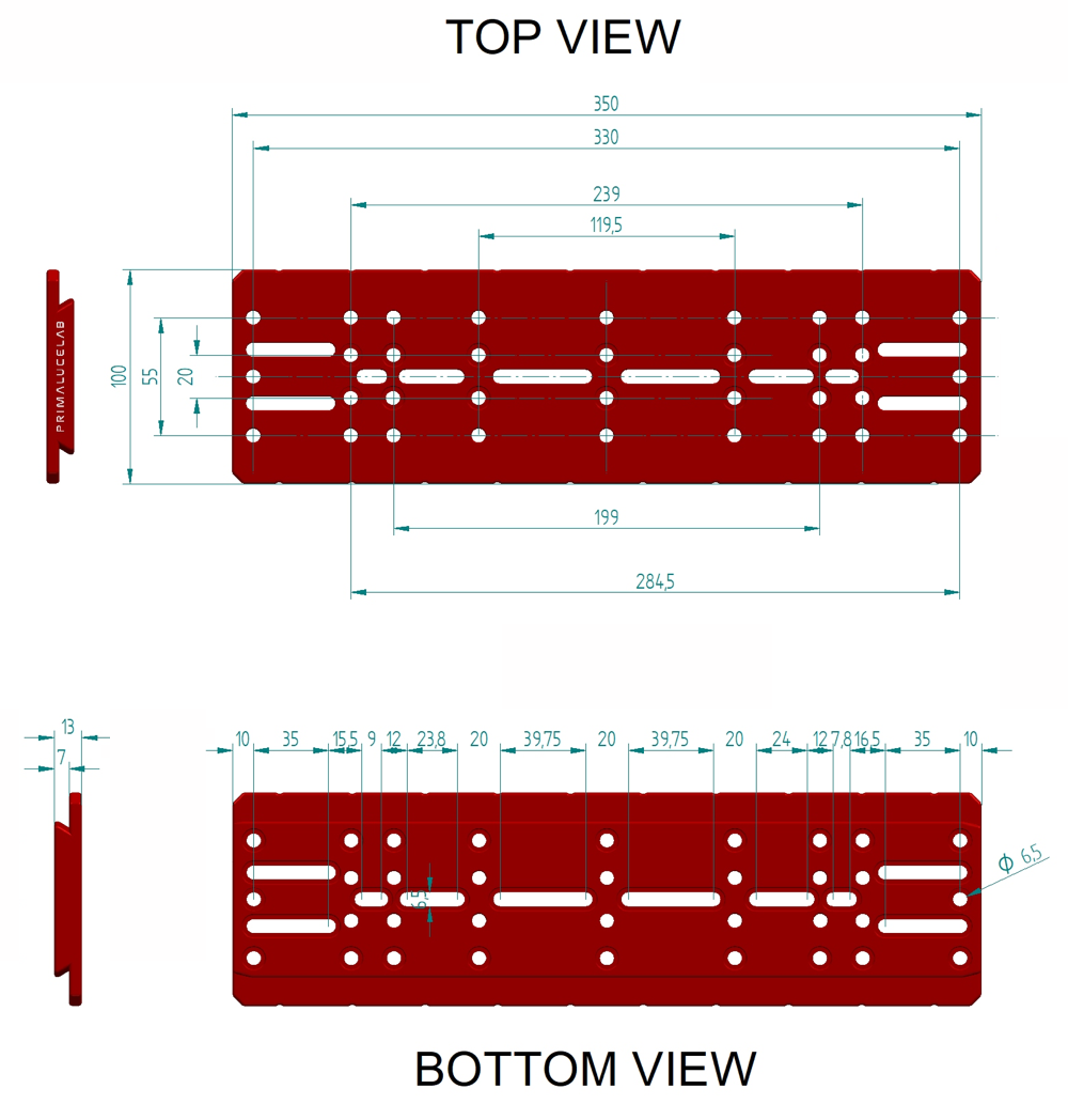 Primaluce Lab Losmandy style dovetail plate 350mm PLUS