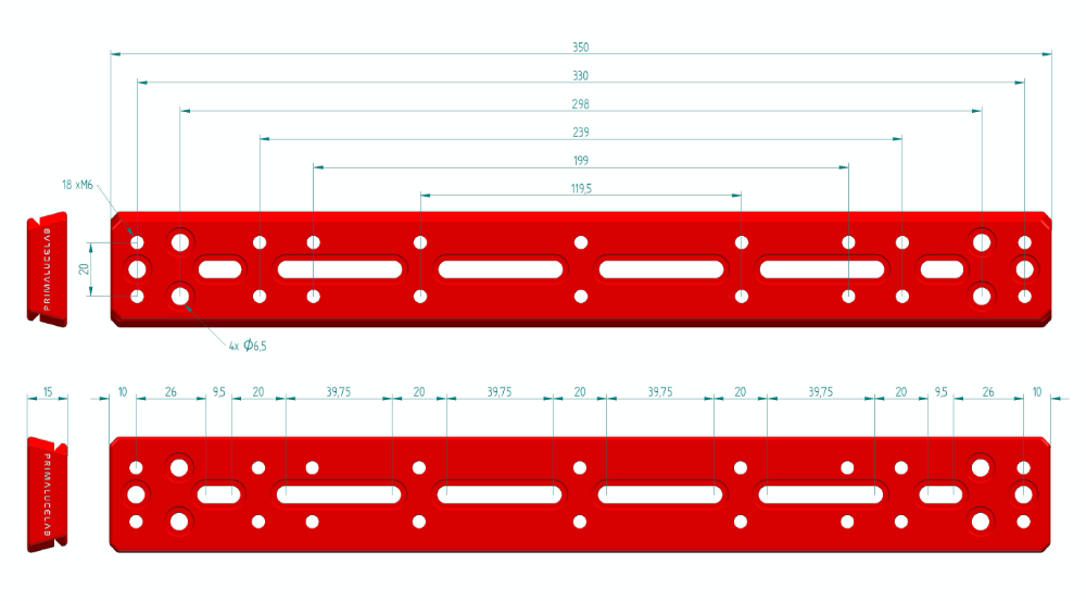 Primaluce Lab Vixen style dovetail plate 350mm PLUS