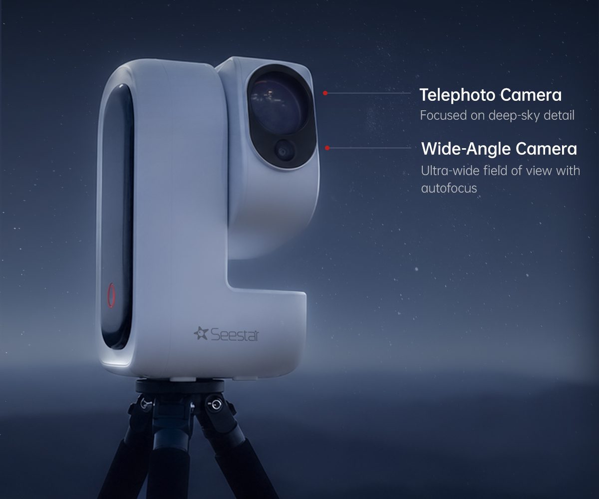 Seestar S50 Pro 4K dual-lens telephoto and wide-angle camera system