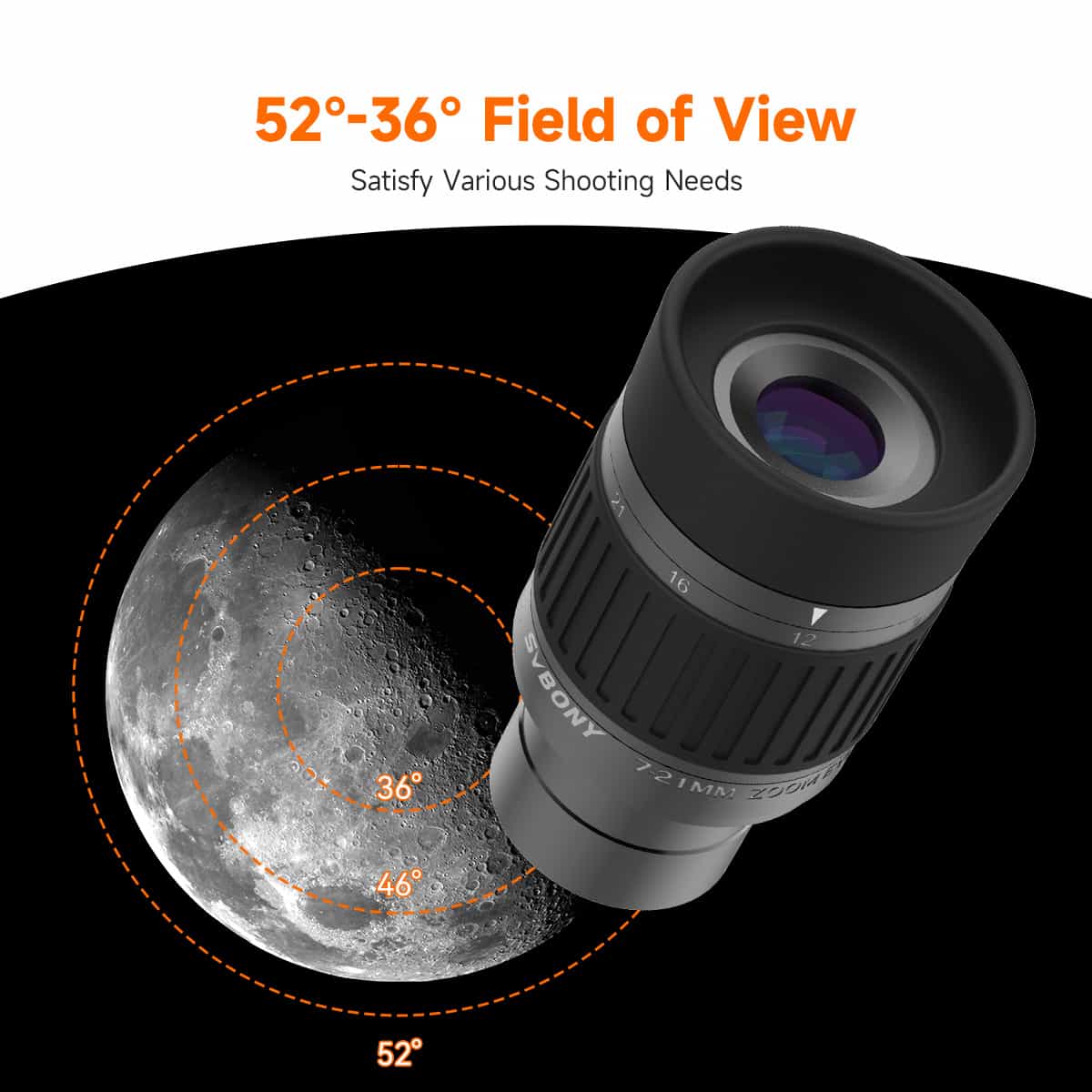 SVBONY SV135 7-21mm zoom eyepiece detail