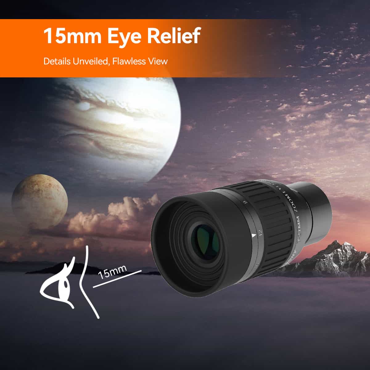 SVBONY SV135 60-40 degree zoom eyepiece with rubber eye guard