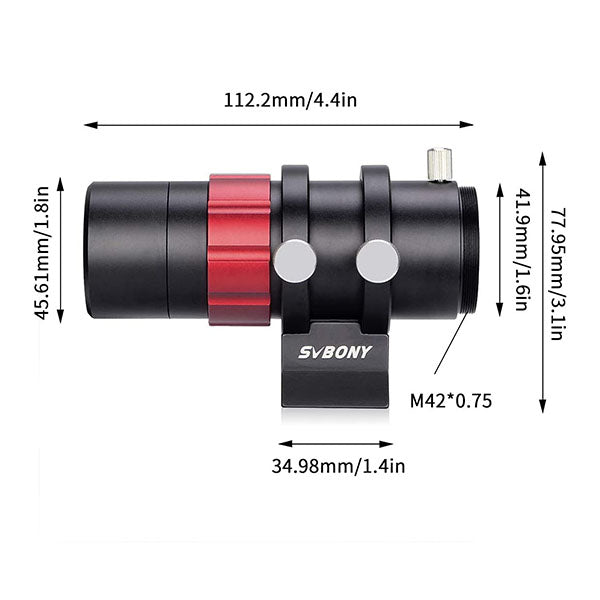 SVBONY SV165 30mm mini guide scope helical focuser detail for guide camera focusing