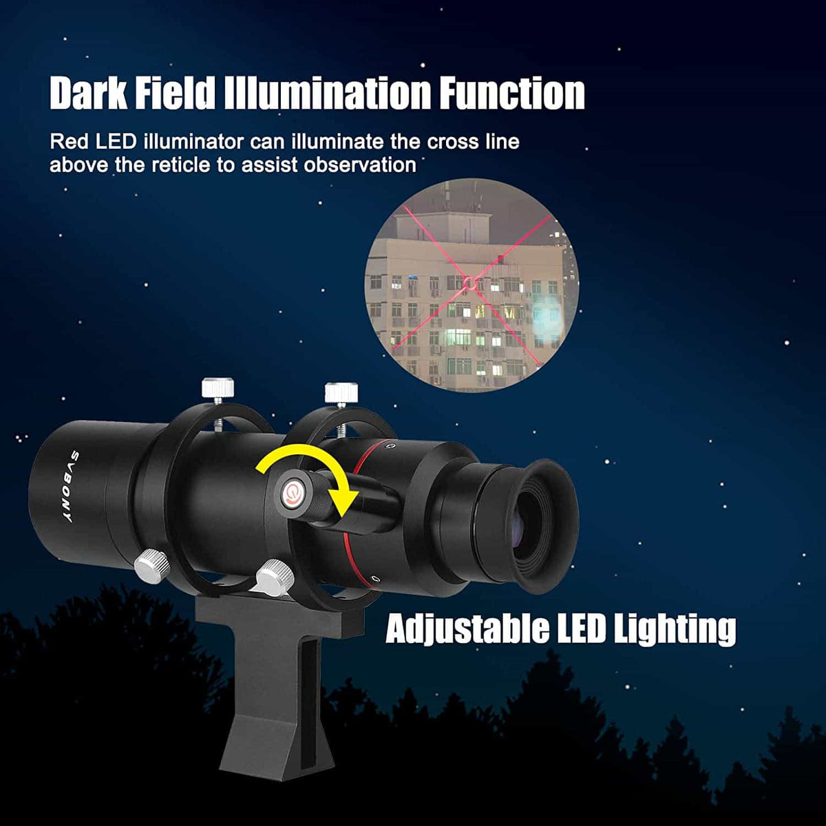 SVBONY SV208 8x50 correct-image illuminated finder scope for telescope alignment and star hopping
