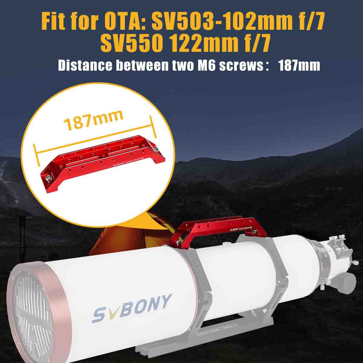 SVBONY SV211 203mm saddle handle bar CNC aluminium detail