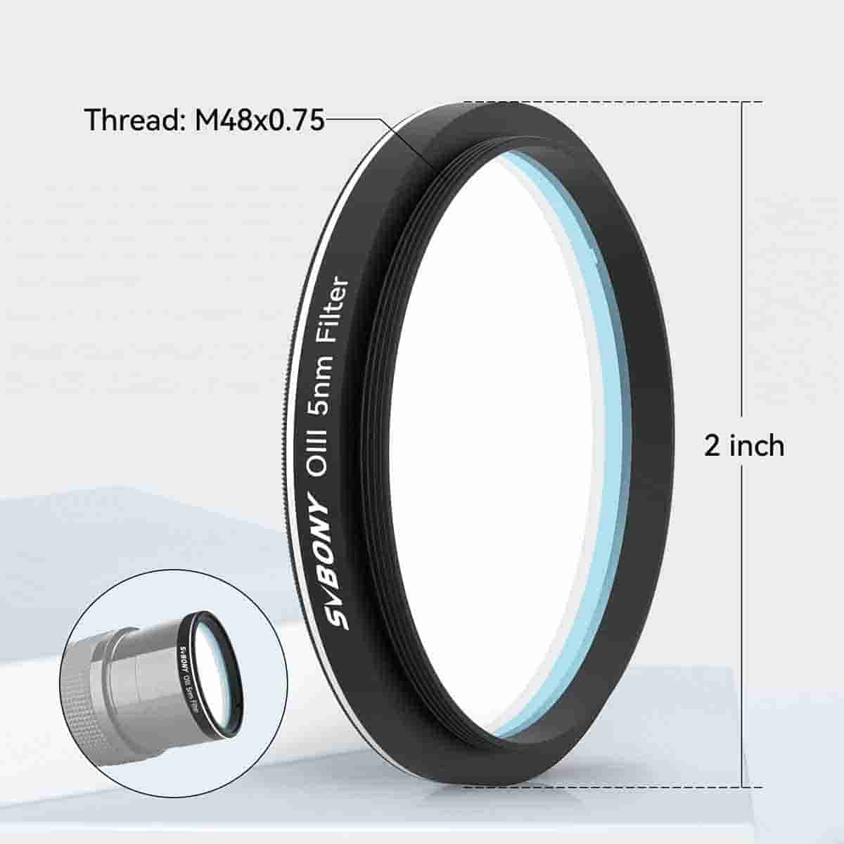 SVBONY SV227 2 inch OIII 5nm narrowband filter for deep-sky nebula imaging